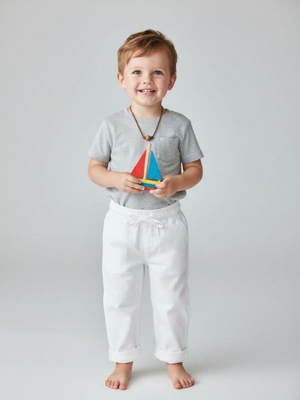 Erkek Bebek Beli Lastikli Bağcıklı Pantolon