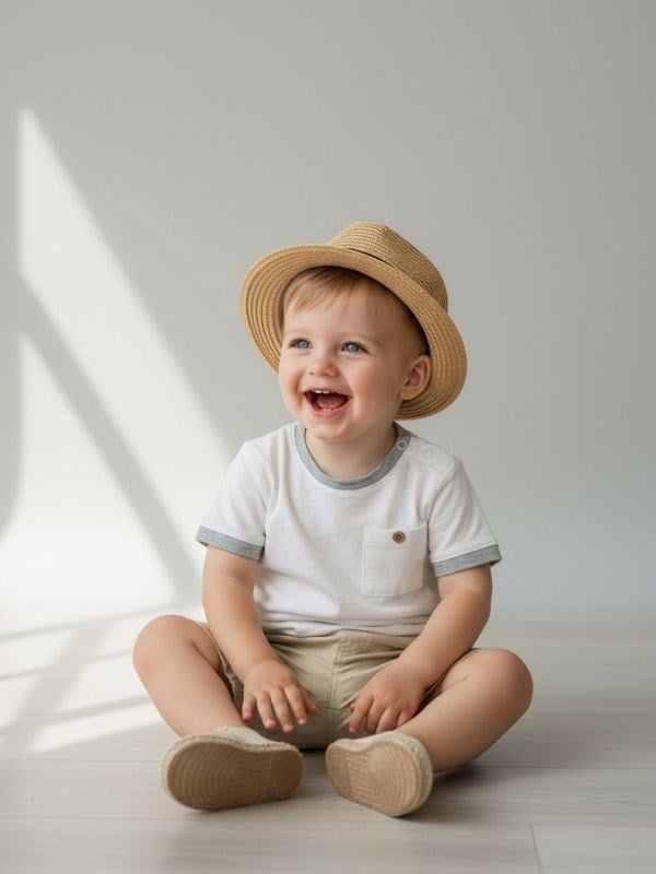 Erkek Bebek Cep Detaylı Basic Pamuklu T-shirt