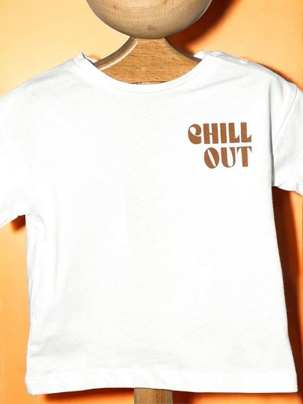 Erkek Bebek Chill Out Yazılı Pamuklu T-shirt