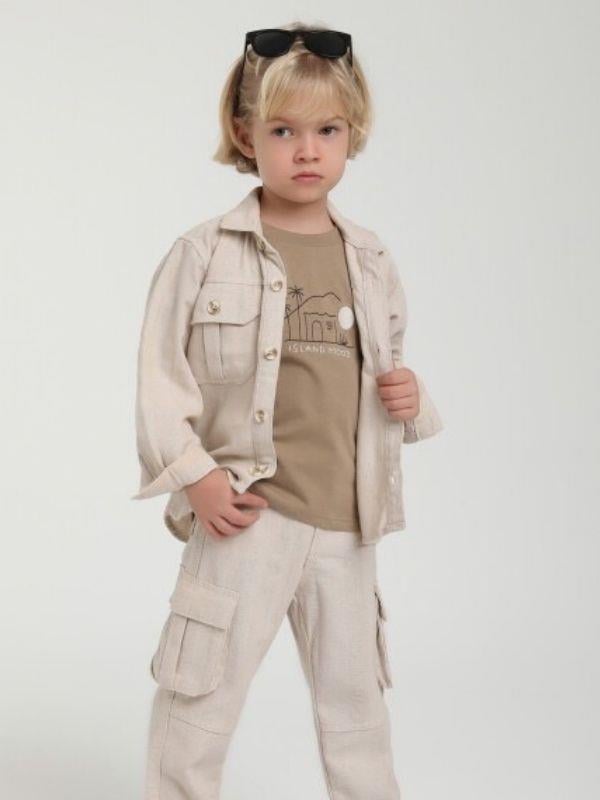 Erkek Bebek Çift Cepli Keten Ceket