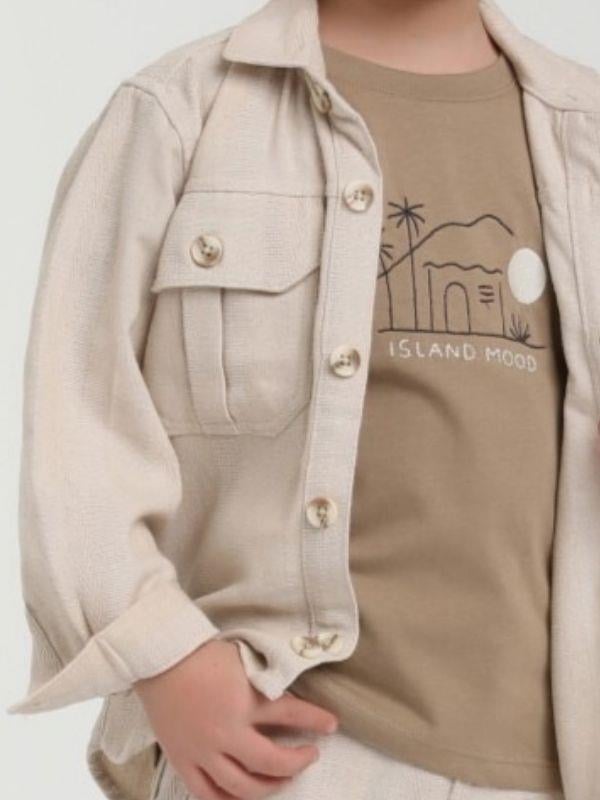 Erkek Bebek Çift Cepli Keten Ceket