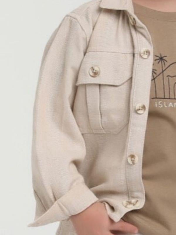 Erkek Bebek Çift Cepli Keten Ceket