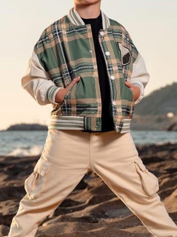 Erkek Bebek / Çocuk Ekose Desenli Kolej Mont