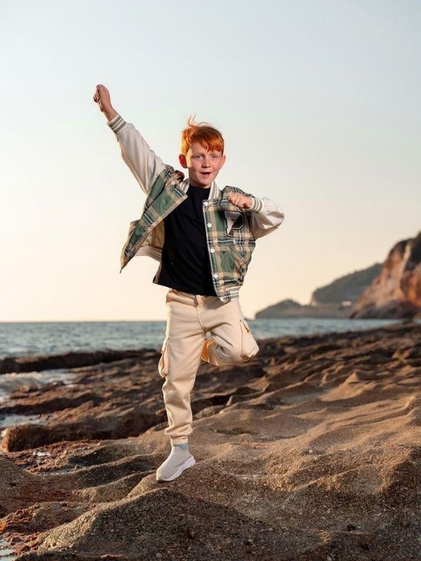 Erkek Bebek / Çocuk Ekose Desenli Kolej Mont