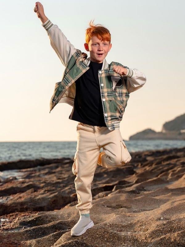 Erkek Bebek / Çocuk Ekose Desenli Kolej Mont