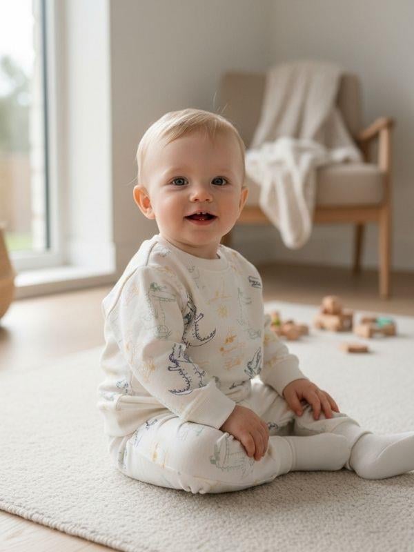 Erkek Bebek Dinazor Desenli Sweatshirt