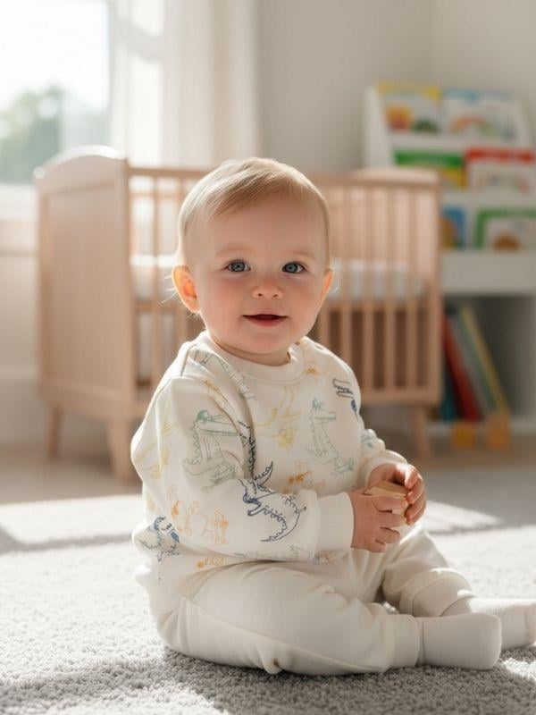 Erkek Bebek Dinazor Desenli Sweatshirt