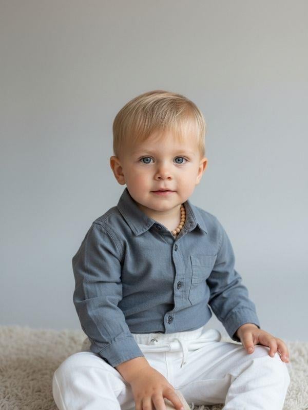Erkek Bebek Düğmeli Uzun Kollu Gömlek