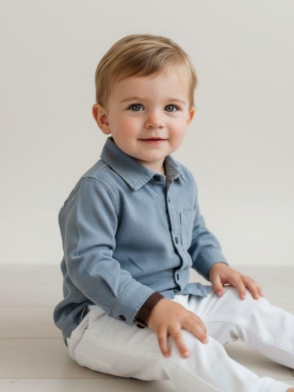 Erkek Bebek Düğmeli Uzun Kollu Gömlek