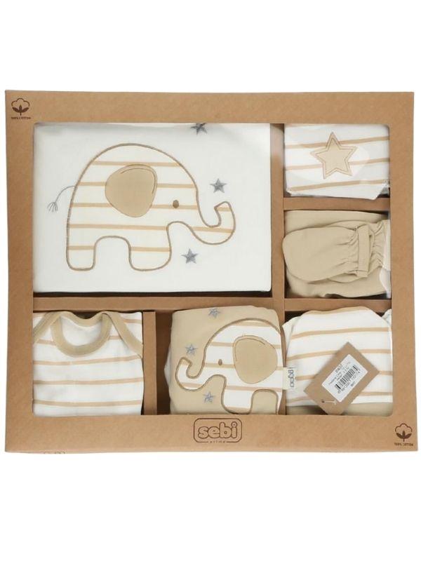 Erkek Bebek Fil Desenli 10 lu Organik Hastane Çıkışı