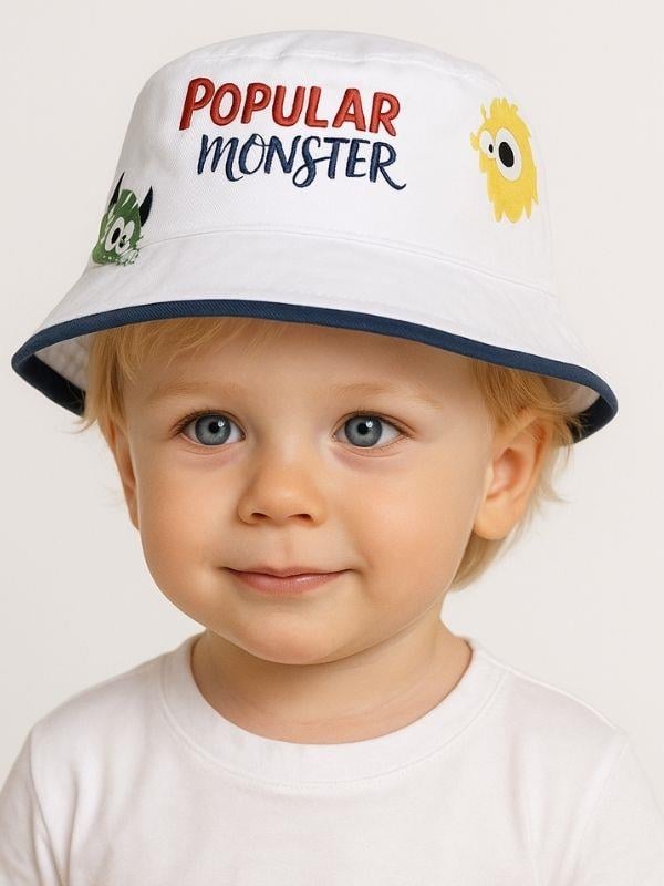 Erkek Bebek Fötr Monster Yazılı 1-3 Yaş Arası Şapka