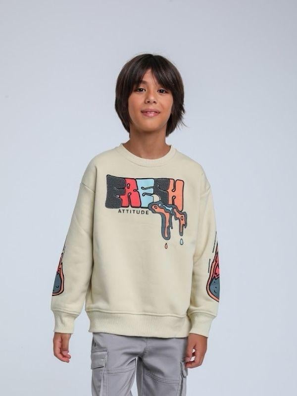 Erkek Bebek Fresh Dokulu İnce Şardonlu 3 İplik Sweatshirt