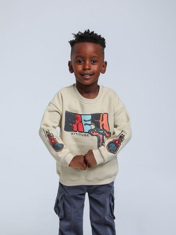Erkek Bebek Fresh Dokulu İnce Şardonlu 3 İplik Sweatshirt
