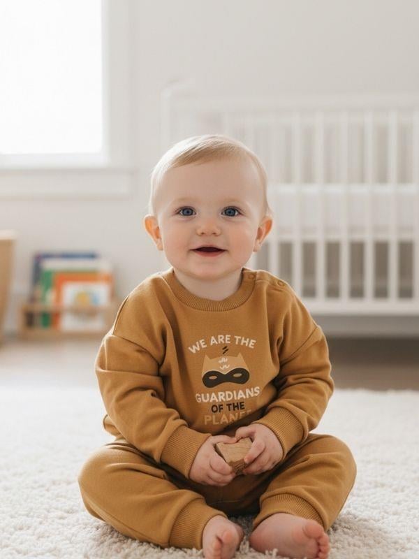 Erkek Bebek Guardians Yazılı Sweatshirt