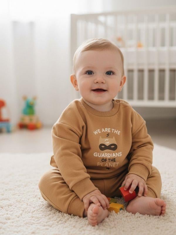 Erkek Bebek Guardians Yazılı Sweatshirt