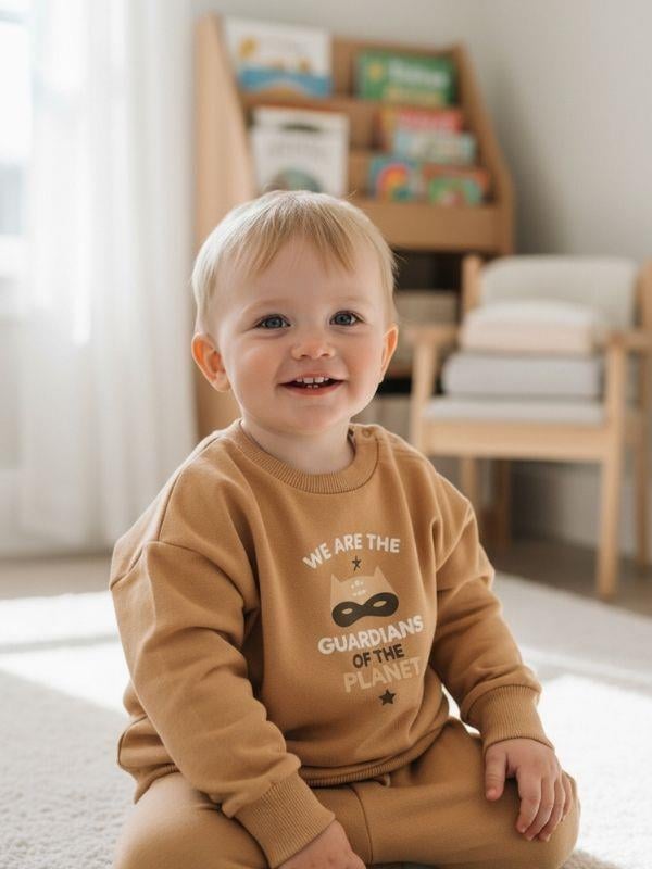 Erkek Bebek Guardians Yazılı Sweatshirt