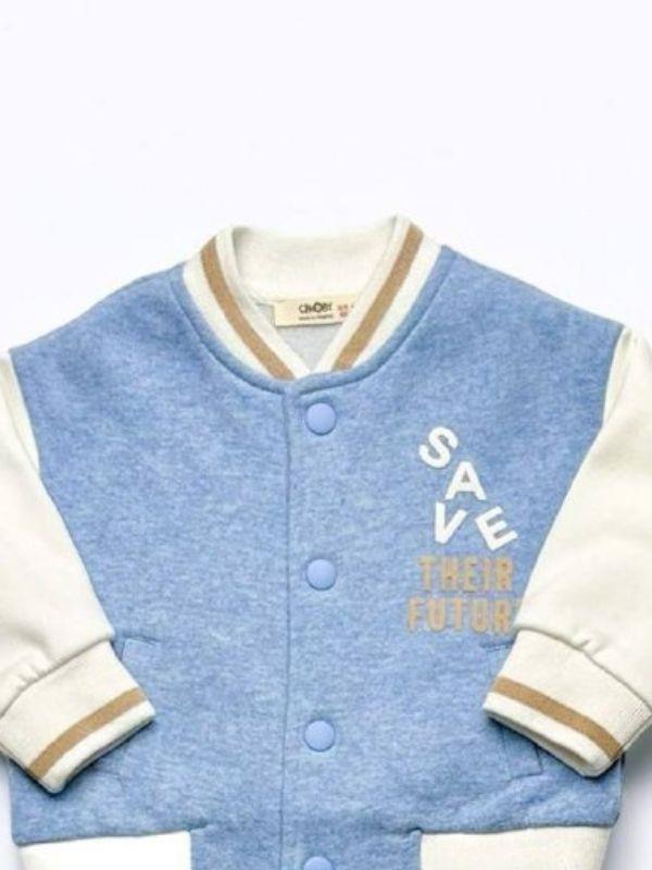 Erkek Bebek İçi Şardonlu Save Yazılı Kolej Hırkası