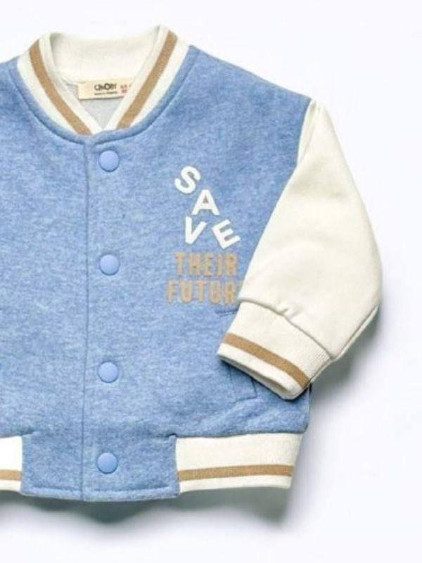 Erkek Bebek İçi Şardonlu Save Yazılı Kolej Hırkası