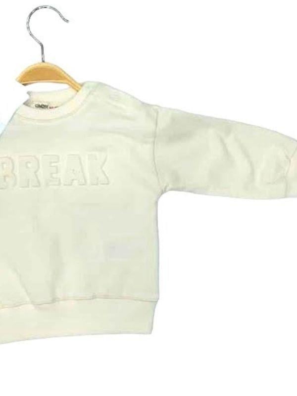 Erkek Bebek Kabartma Break Yazılı Sweatshirt