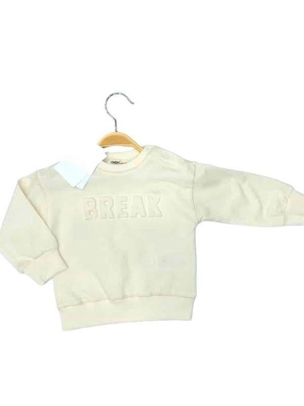 Erkek Bebek Kabartma Break Yazılı Sweatshirt