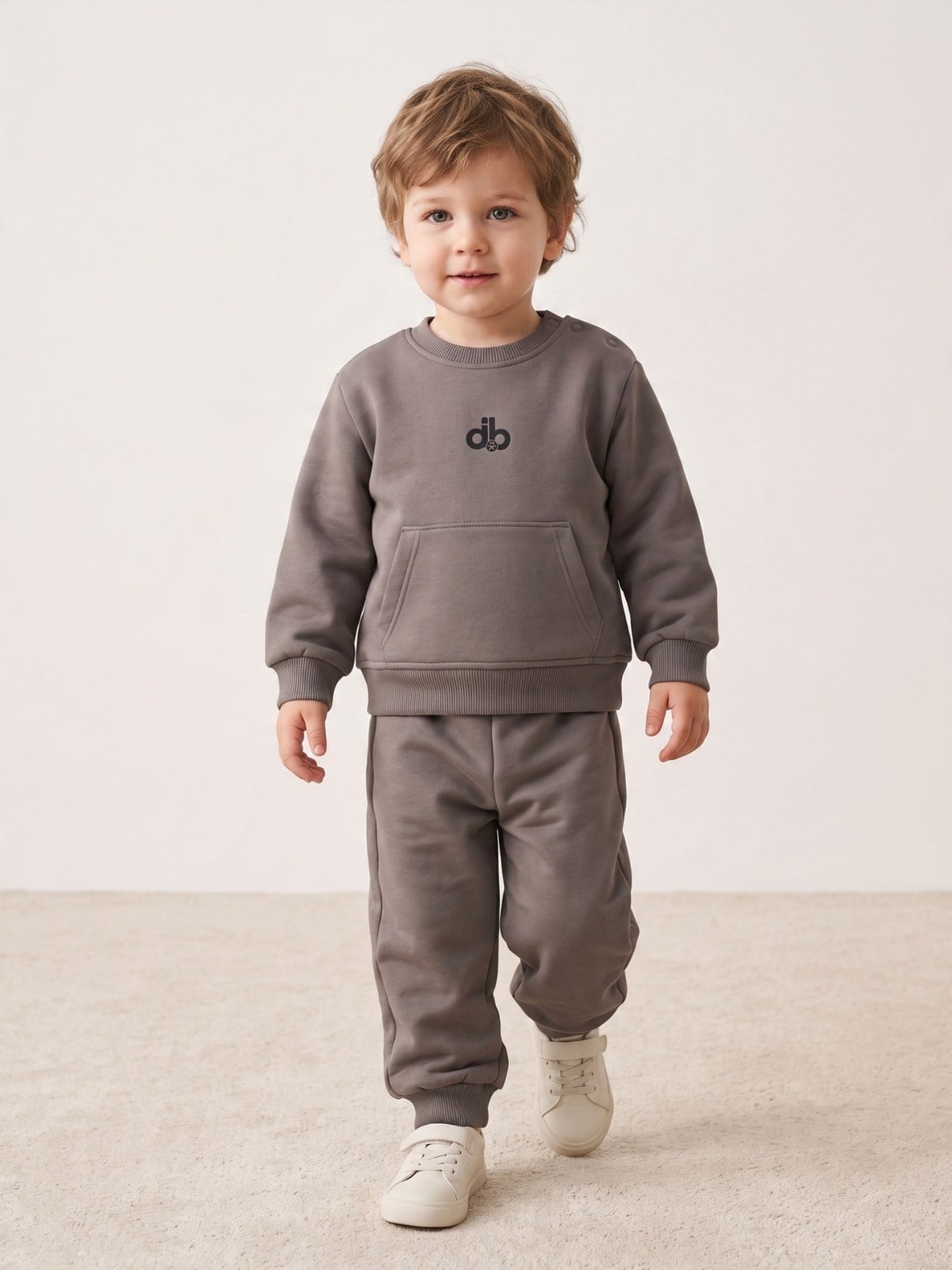Erkek Bebek Kanguru Cepli Sweatshirt ve Jogger Alt Eşofman Takımı