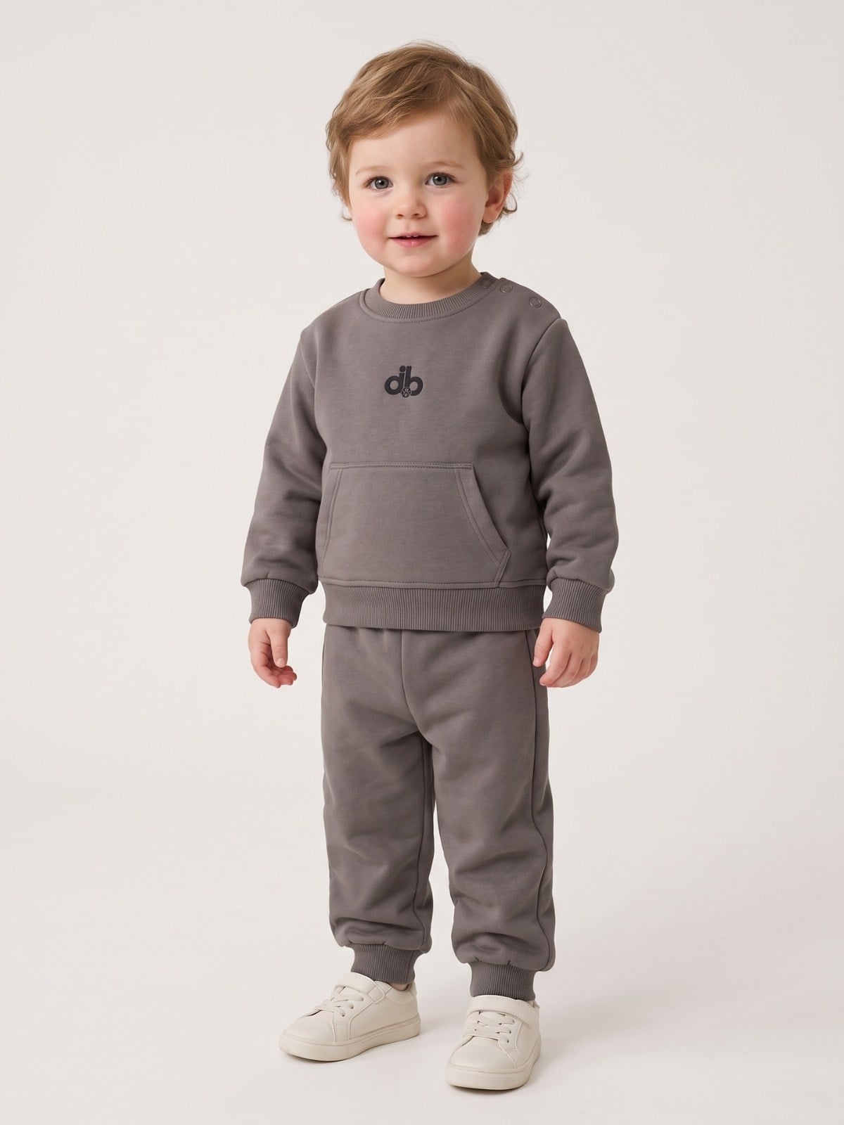 Erkek Bebek Kanguru Cepli Sweatshirt ve Jogger Alt Eşofman Takımı