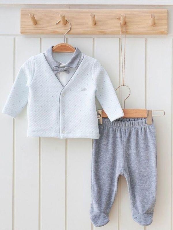 Erkek Bebek Kapitone Patikli Papyonlu 2 li Takım