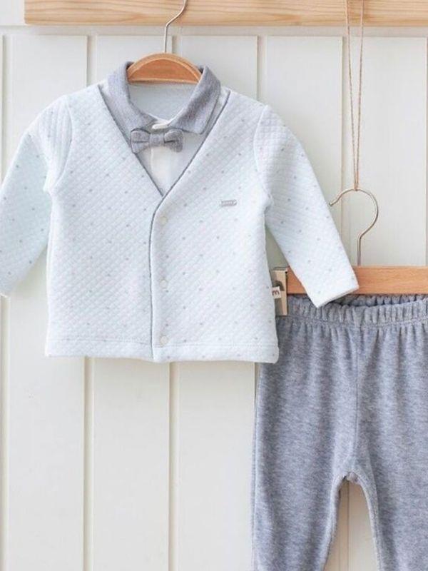 Erkek Bebek Kapitone Patikli Papyonlu 2 li Takım