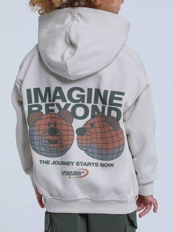 Erkek Bebek Kapüşonlu Ayıcık Baskılı Sweatshirt