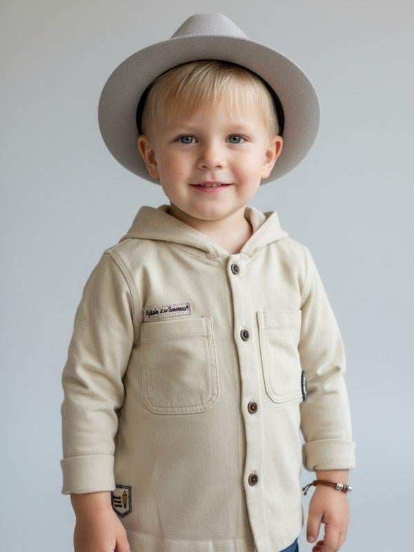 Erkek Bebek Kapüşonlu Düğmeli Ceket