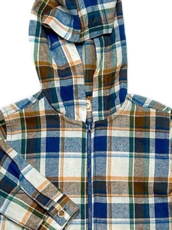 Erkek Bebek Kapüşonlu Ekose Desenli Fermuarlı Hırka