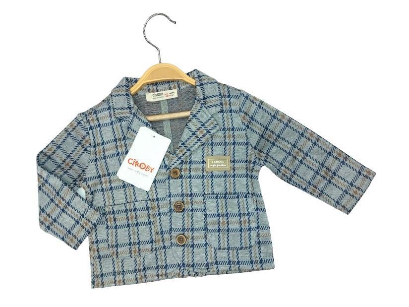 Erkek Bebek Kareli Düğmeli Ceket