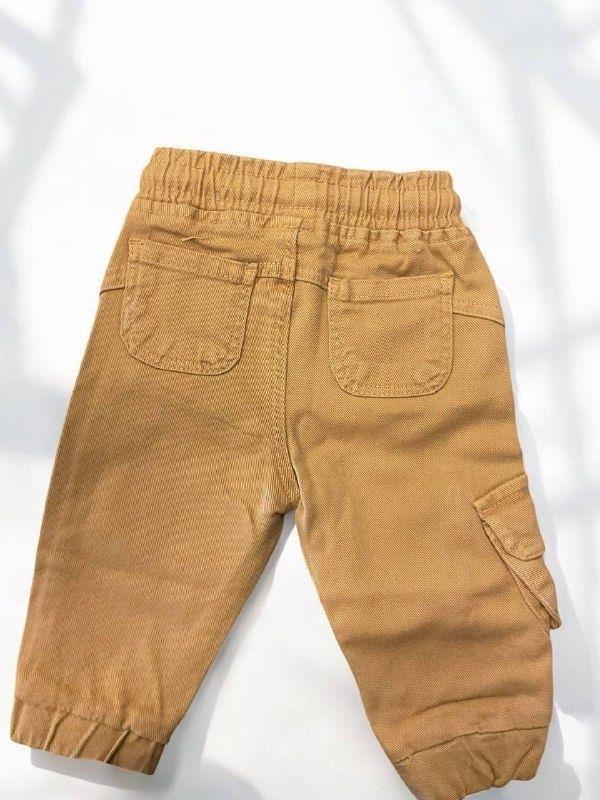 Erkek Bebek Kargo Cepli Beli Paçası Lastikli Dokuma Pantolon