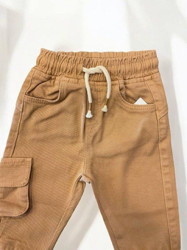 Erkek Bebek Kargo Cepli Beli Paçası Lastikli Dokuma Pantolon