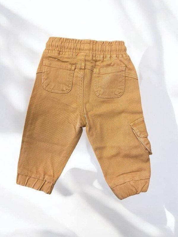 Erkek Bebek Kargo Cepli Beli Paçası Lastikli Dokuma Pantolon