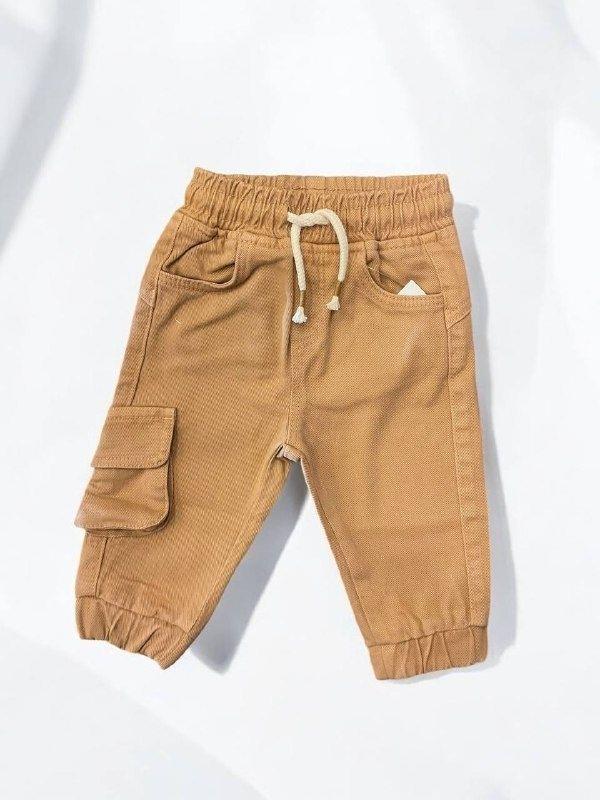 Erkek Bebek Kargo Cepli Beli Paçası Lastikli Dokuma Pantolon