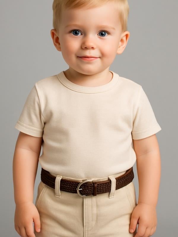 Erkek Bebek Kemerli Cepli Keten Pantolon