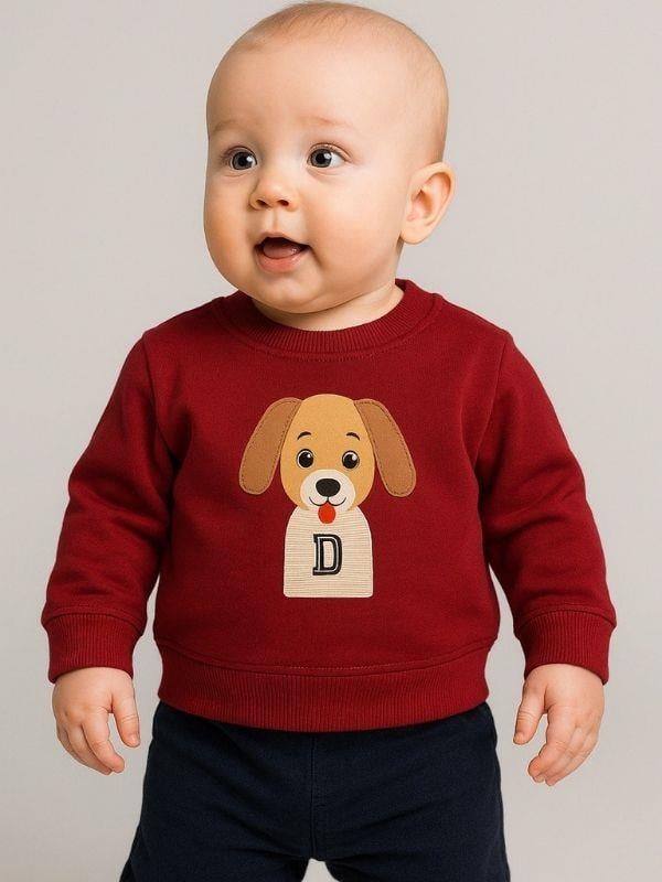 Erkek Bebek Köpek Desenli Sweatshirt