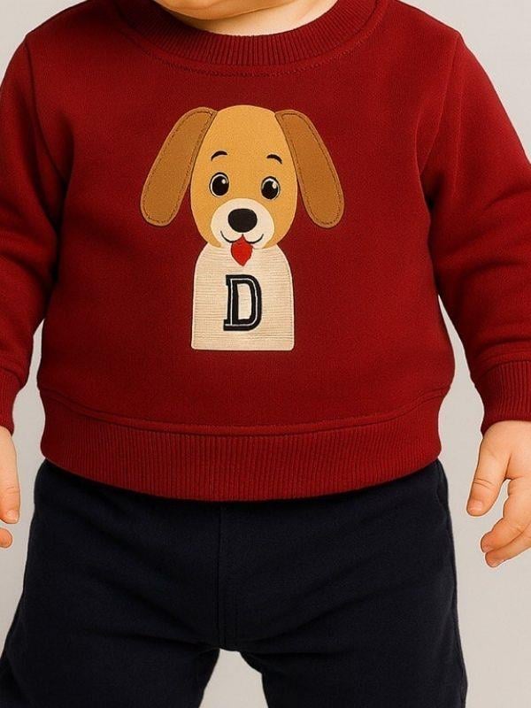Erkek Bebek Köpek Desenli Sweatshirt