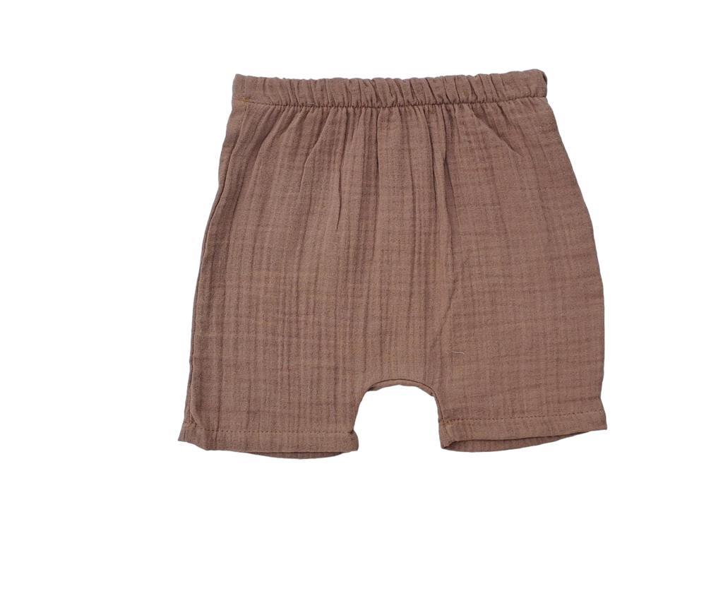 Erkek Bebek Müslin İkili Ayıcıklı Gömlek Şortlu Takım