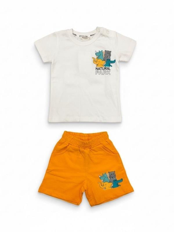 Erkek Bebek Natural Park Sırt Baskılı Şortlu Takım