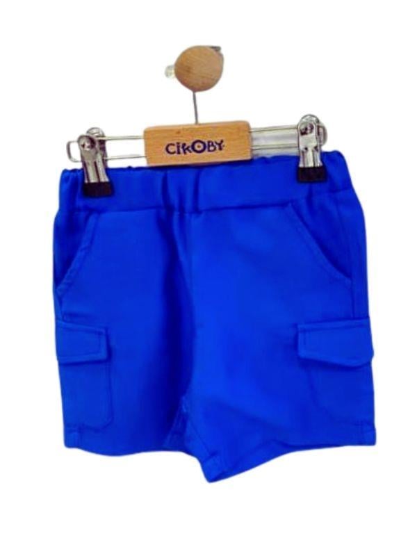 Erkek Bebek Ön Cep Detaylı Pamuklu Şortlu Takım