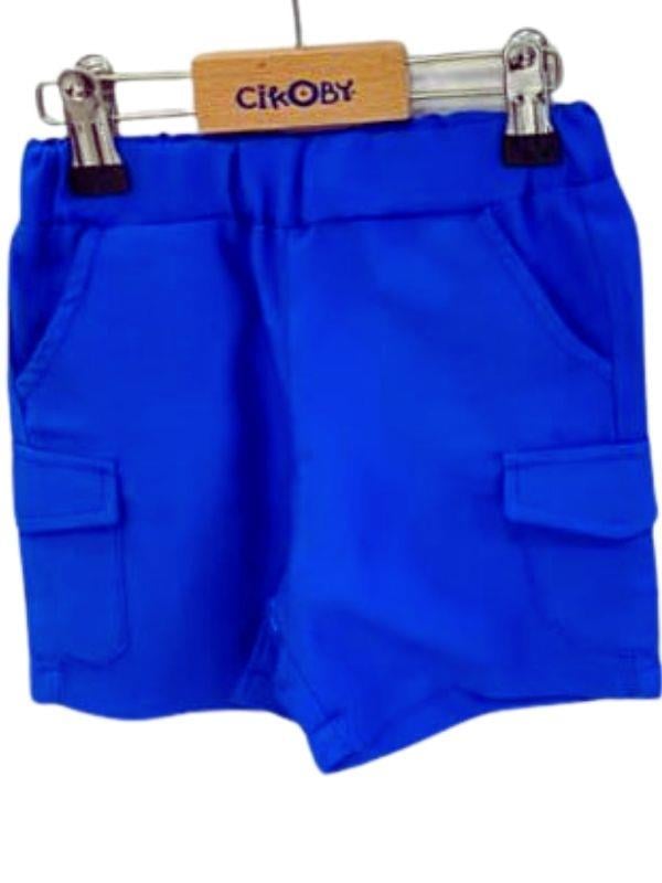 Erkek Bebek Ön Cep Detaylı Pamuklu Şortlu Takım