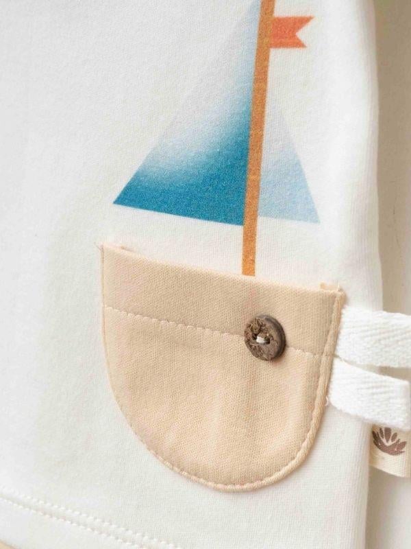 Erkek Bebek Organik Pamuklu Gemi Baskılı T-shirt Şortlu Takım
