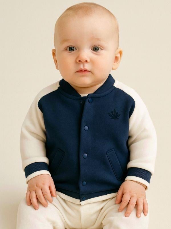 Erkek Bebek Organik Pamuklu İnce Mevsimlik Bomber Ceket