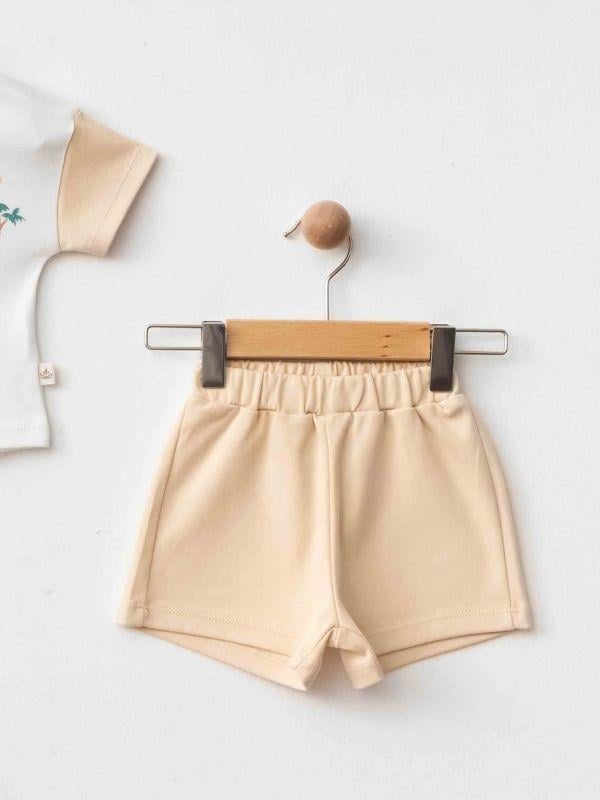 Erkek Bebek Organik Pamuklu Yakalı T-shirt Şortlu Takım