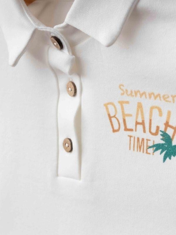 Erkek Bebek Organik Pamuklu Yakalı T-shirt Şortlu Takım