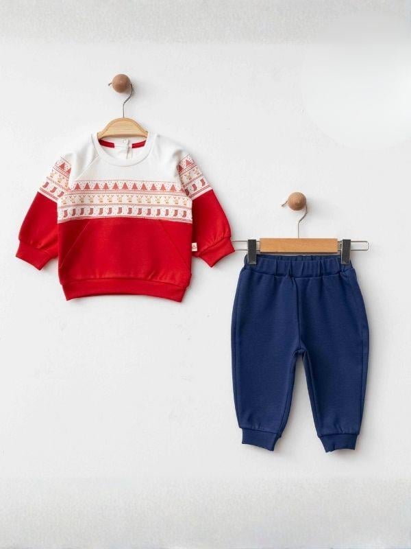 Erkek Bebek Organik Yılbaşı Temalı Eşofman Takımı