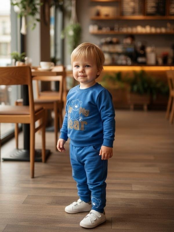 Erkek Bebek Pamuklu Ayıcıklı Eşofman Takım