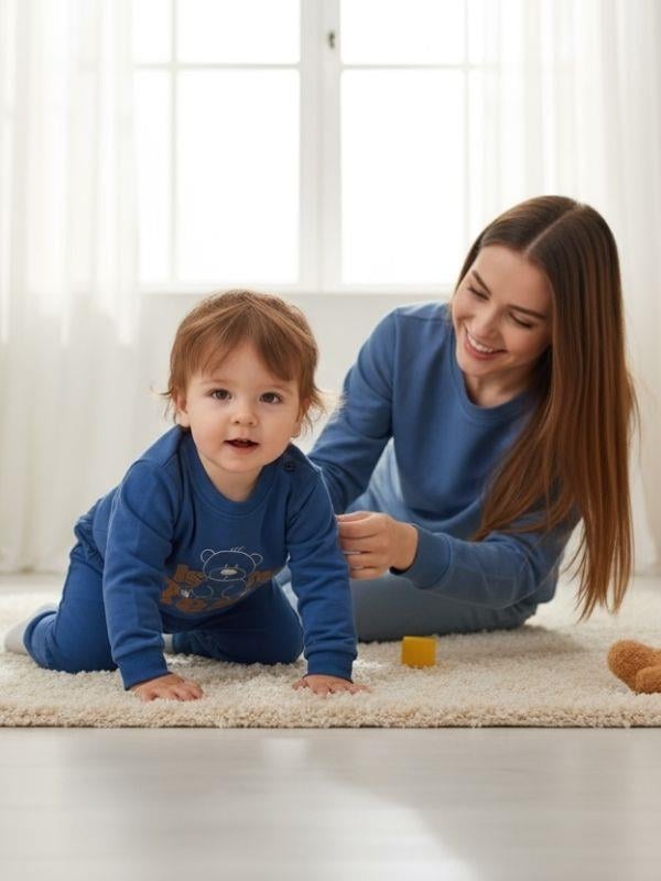 Erkek Bebek Pamuklu Ayıcıklı Eşofman Takım